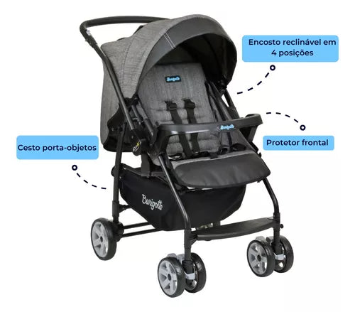 Conjunto Travel System Burigotto Carrinho Rio K + Cadeira Auto Touring X