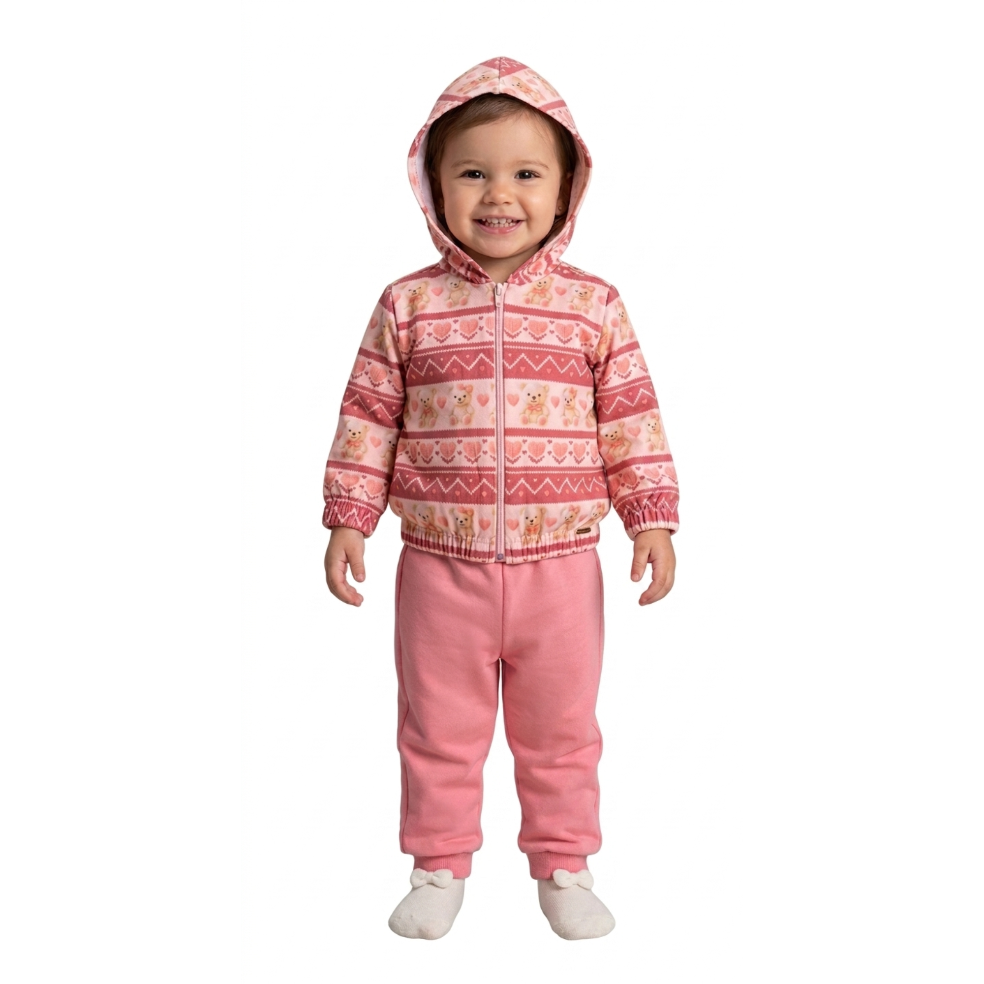Conjunto Infantil Feminino Pulla Bulla Ursinha Corações