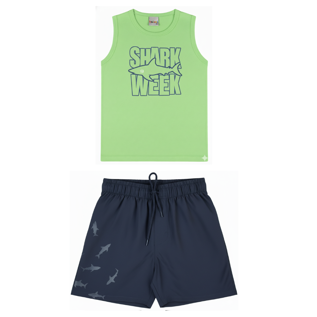 Conjunto Infantil Masculino Kaiani Shark Week - conforto e estilo para o dia a dia