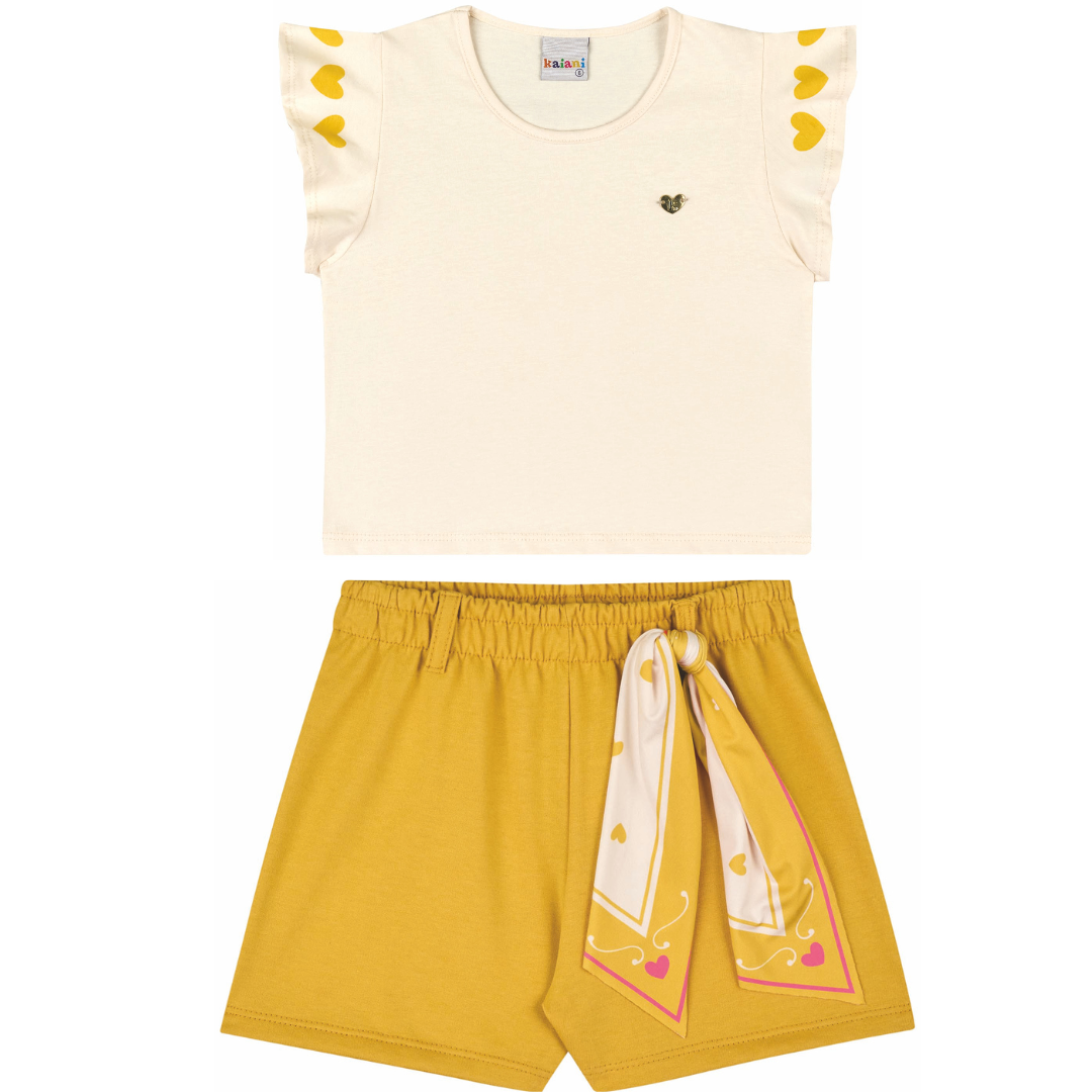 Conjunto Infantil Feminino Kaiani Coração – Conforto e Delicadeza para o Dia a Dia