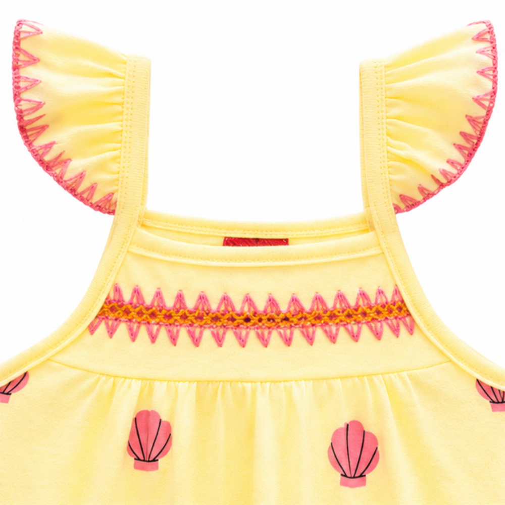 Vestido Infantil Feminino Kyly Castelinho de Areia em Algodão