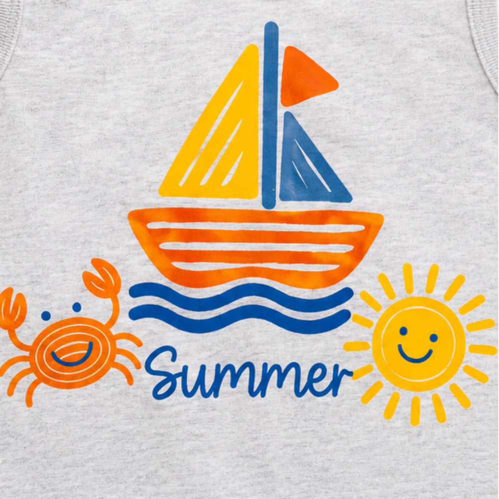 Conjunto Bebê Masculino Regata e Short Kyly Barco Summer