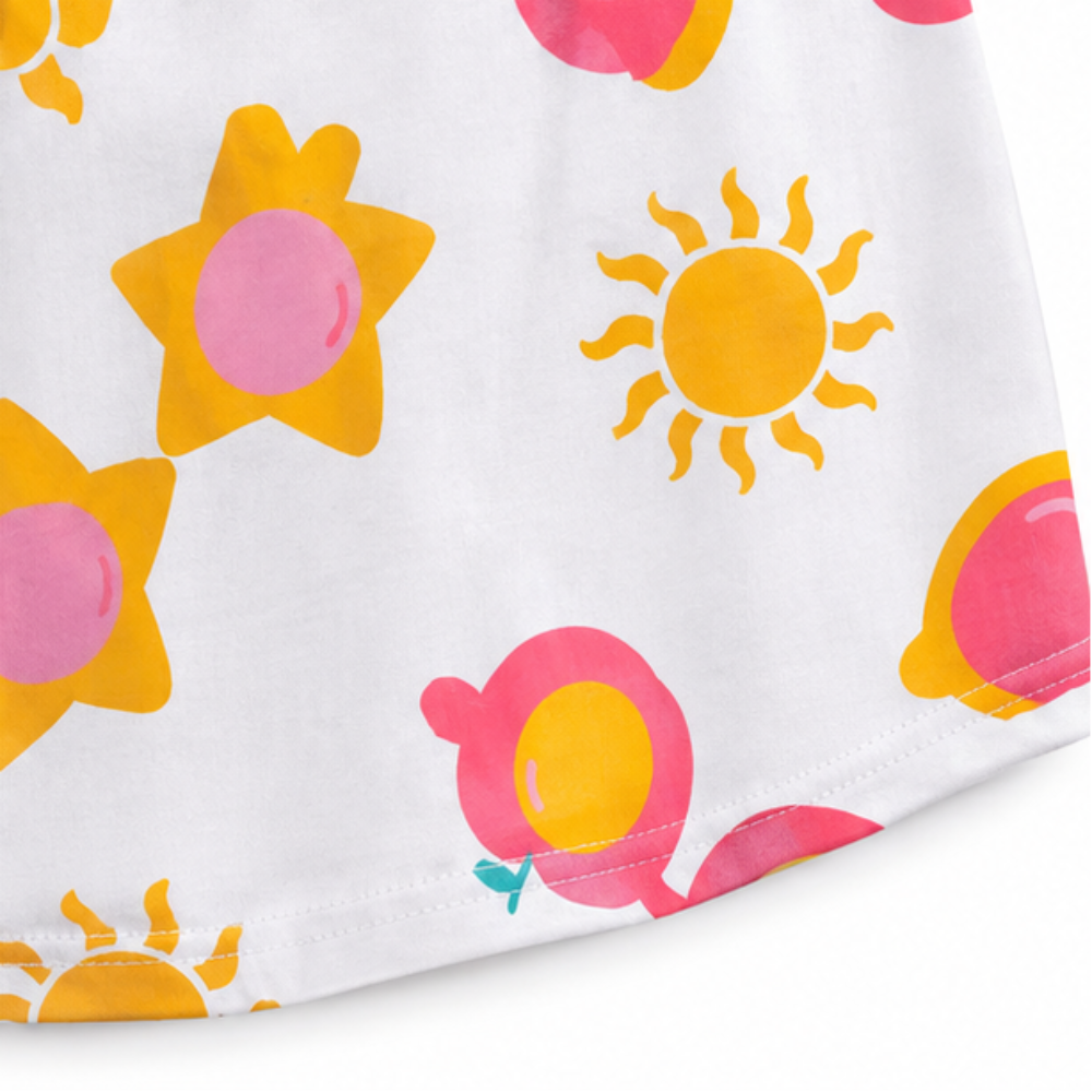 Vestido Infantil Feminino Kyly Estampa Divertida Óculos e Sol