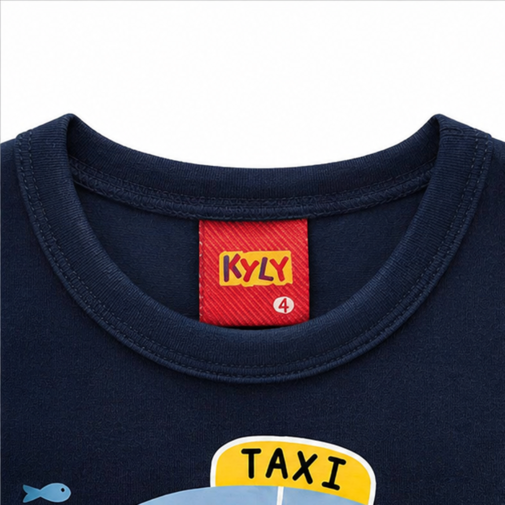 Conjunto Infantil Masculino Bebê Kyly Táxi Submarino Camiseta Meia Malha e Bermudinha