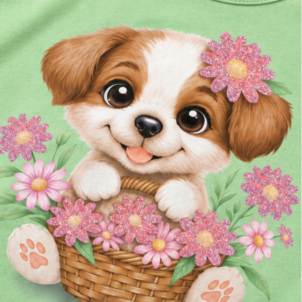 Blusa Infantil Feminina Kyly Bebê Cachorrinha Manga Curta
