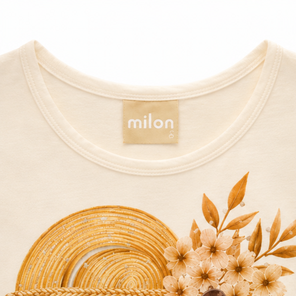 Conjunto Infantil Feminino Milon Bolsa de Praia Blusa Cotton e Shorts Moletinho