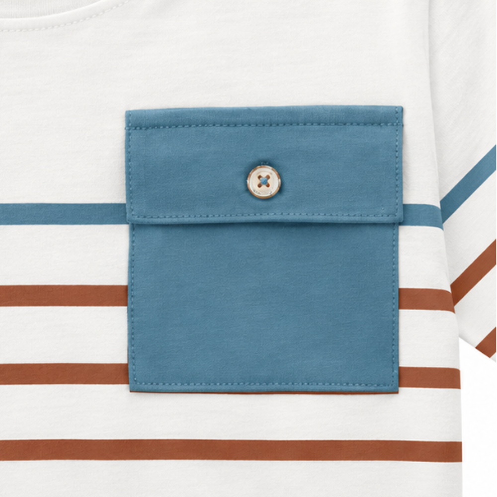 Conjunto Infantil Masculino Bebê Milon Camiseta Listrada e Bermuda