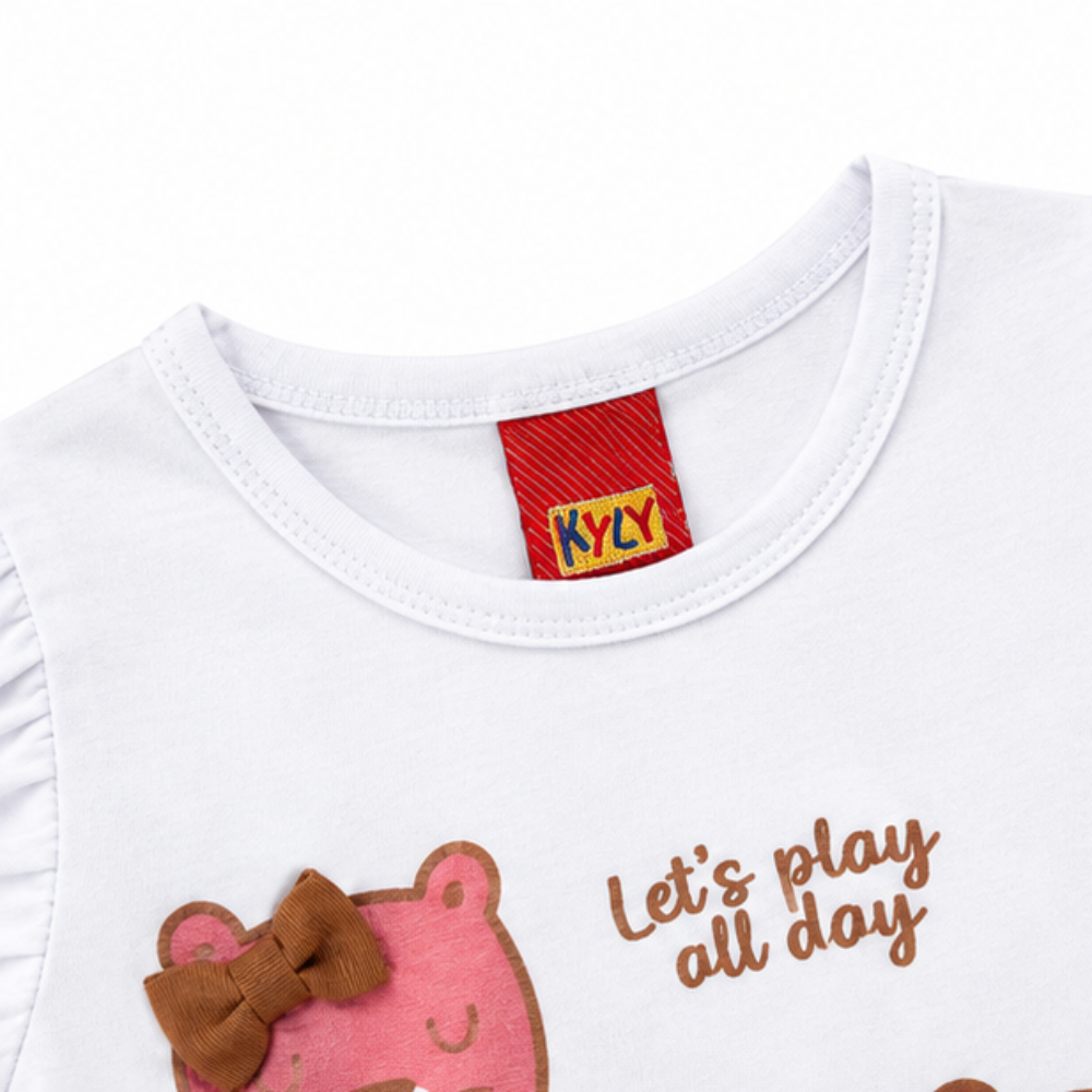 Conjunto Feminino Kyly Bebê Blusa e Short Oncinha