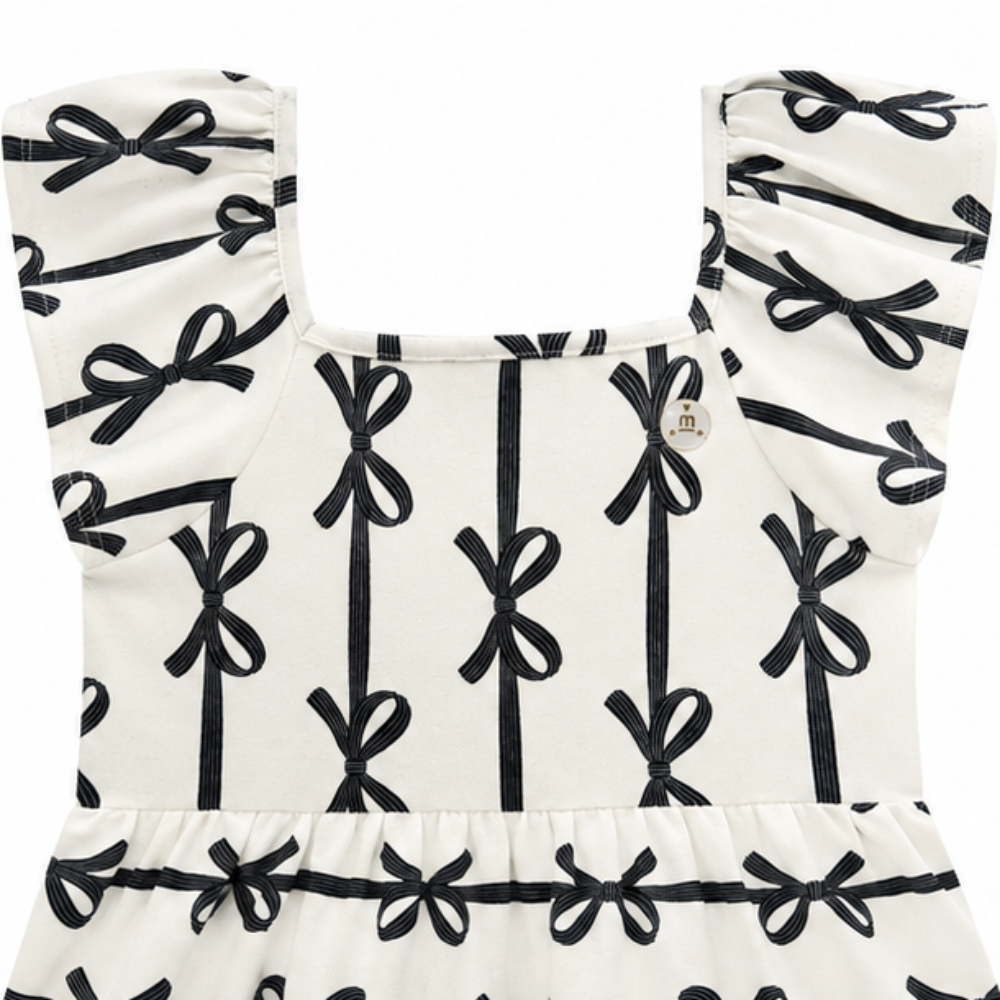 Vestido Infantil Feminino Milon Lacinhos Cotton Estampado com Babados