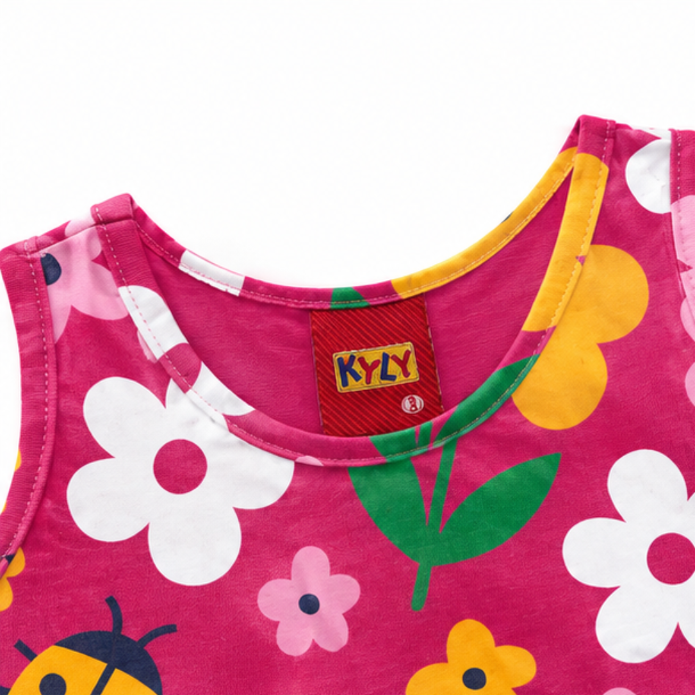 Vestido Feminino Kyly Bebê Regata Joaninha e Flores