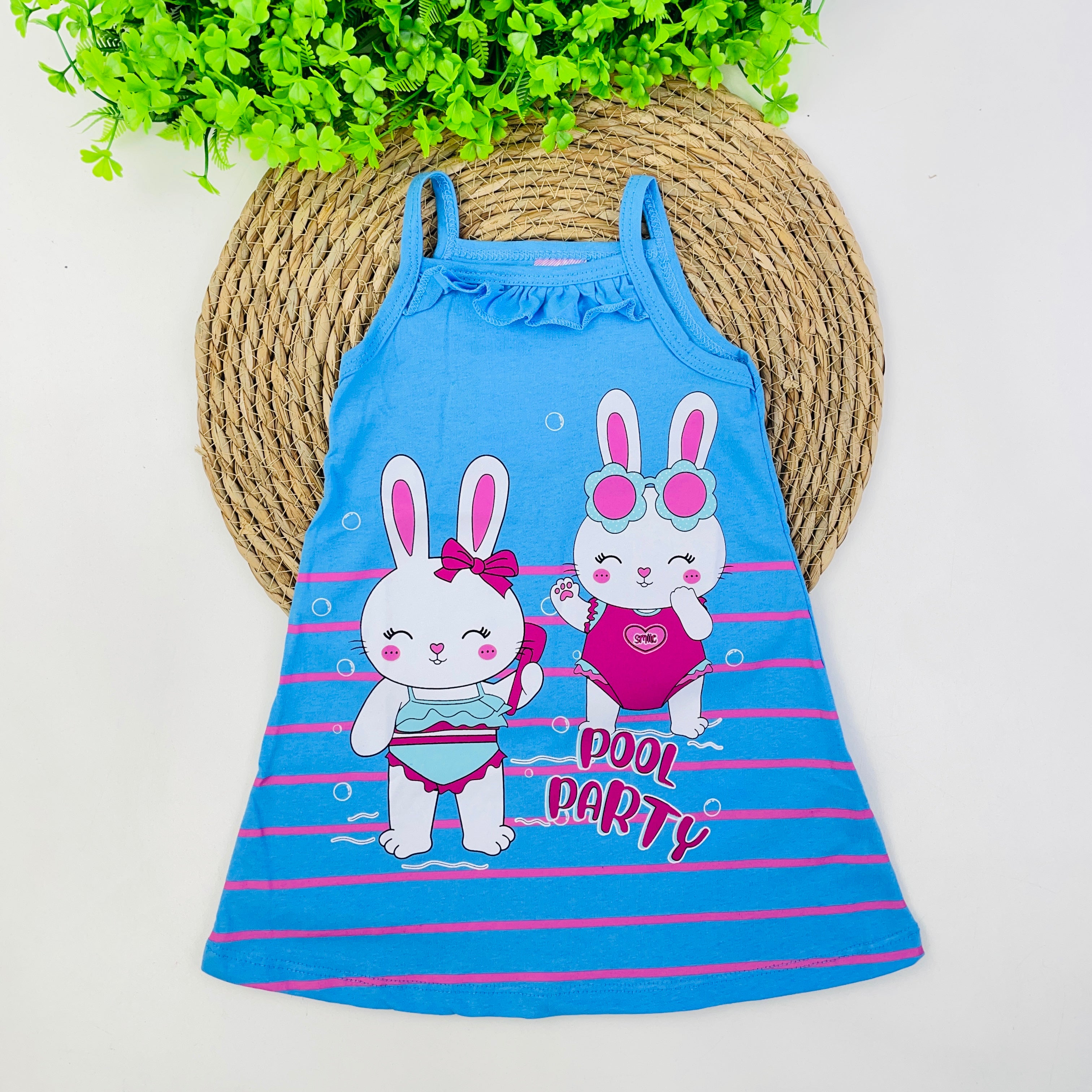 Vestido Fashion Kids Infantil Menina Coelhinhas Pool Party