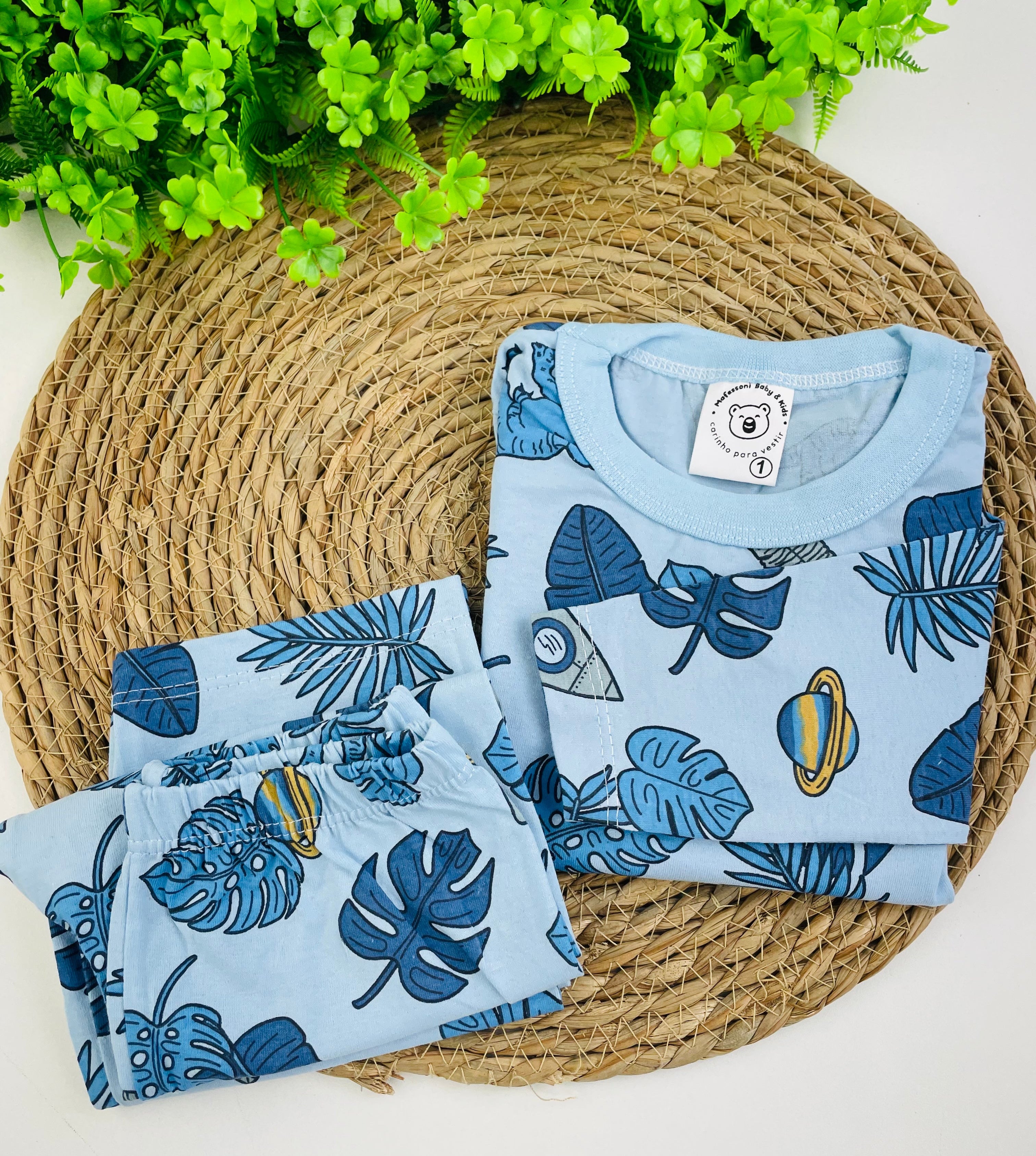 Pijama Manga Longa Mafessoni Folhas