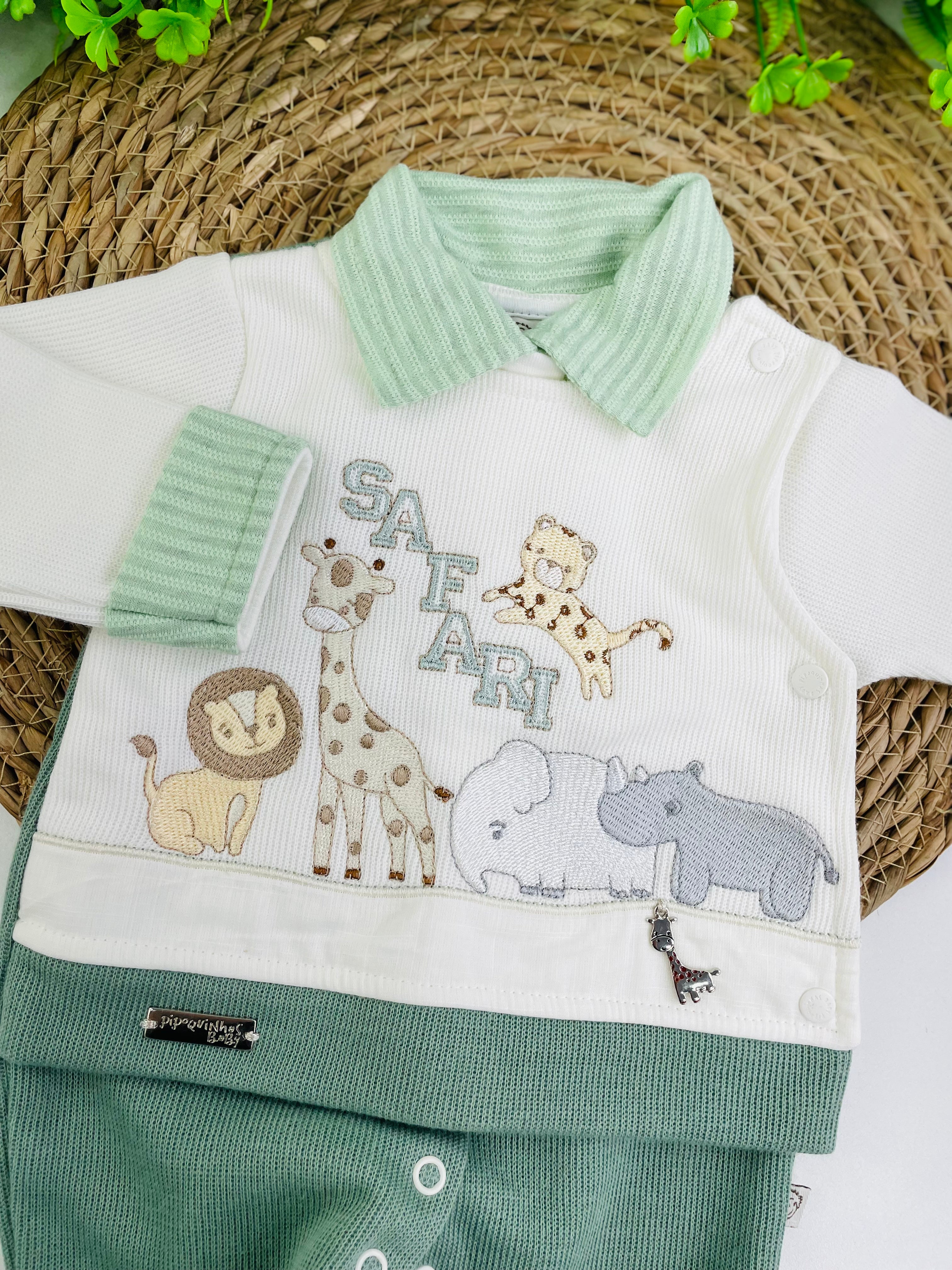 Saida De Maternidade Pipoquinhas Baby Safari 4 Peças