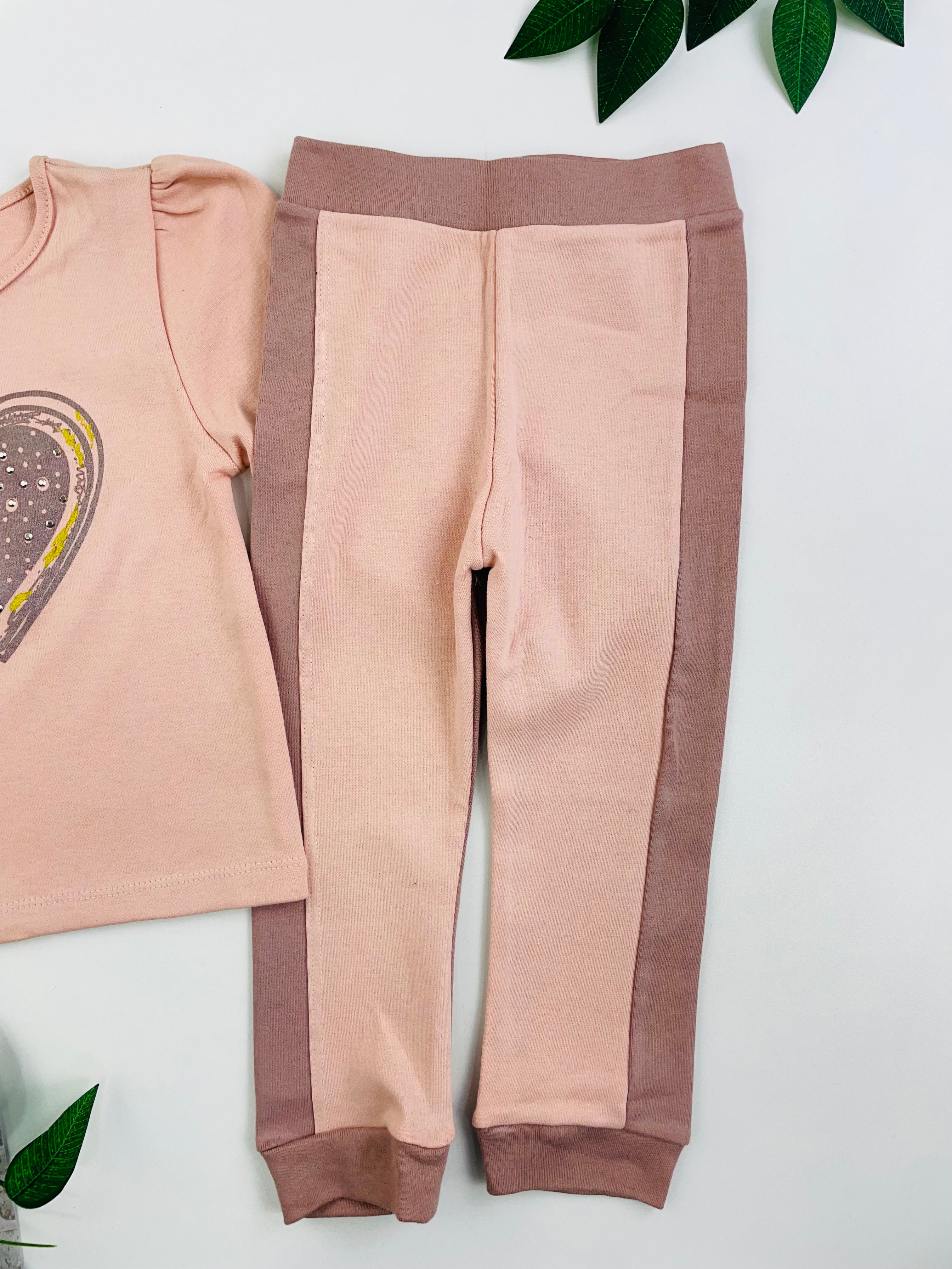 Conjunto Yuks Fem Blusa Manga Longa Com Calça Coração