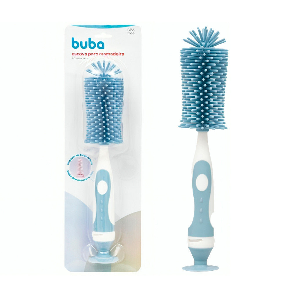 Escova Para Lavar Buba Mamadeira e Bico Cerdas Em Silicone Enxoval