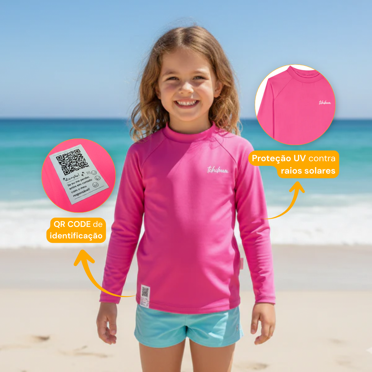 Blusa Infantil Kamylus Manga Longa Tchibum Dry Fit UV50+