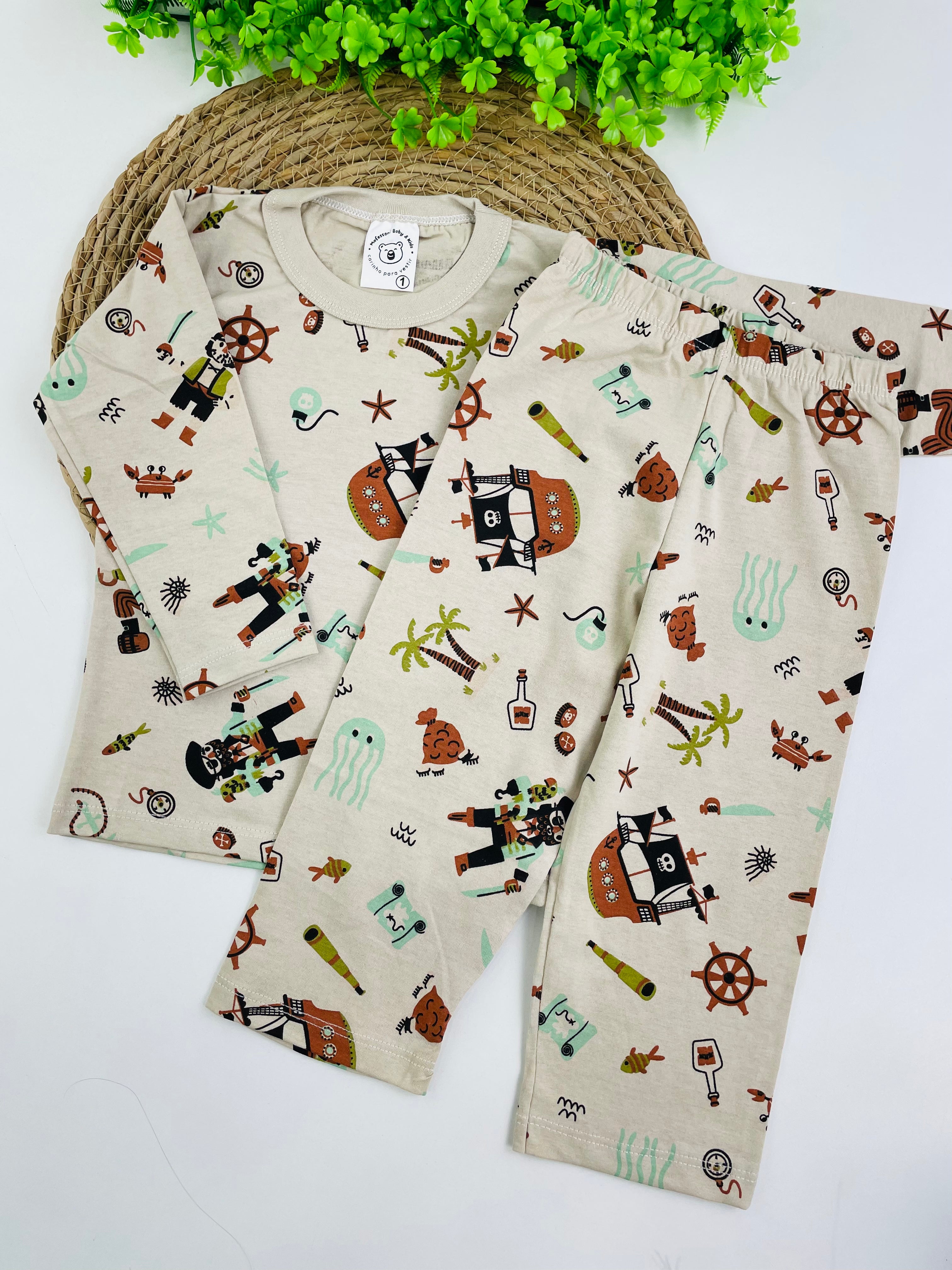 Pijama Manga Longa Mafessoni Pirata