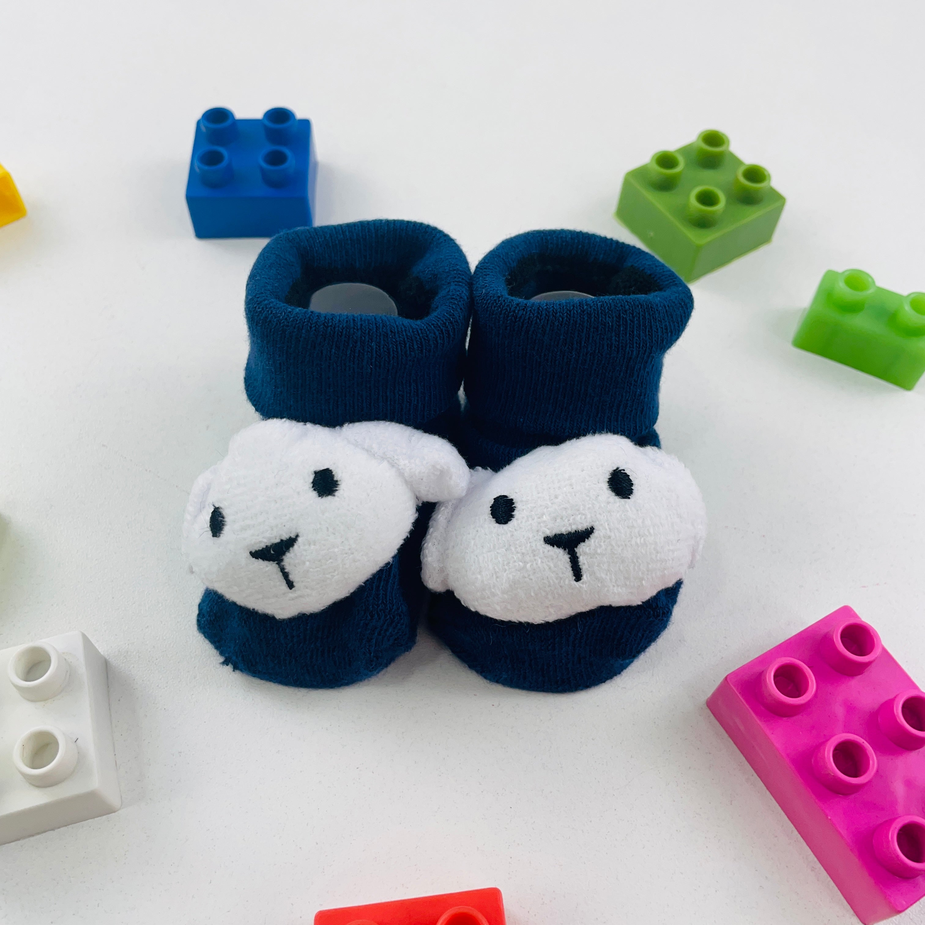 Meia Bichinhos Plin Baby Cachorro Antiderrapante - Marinho