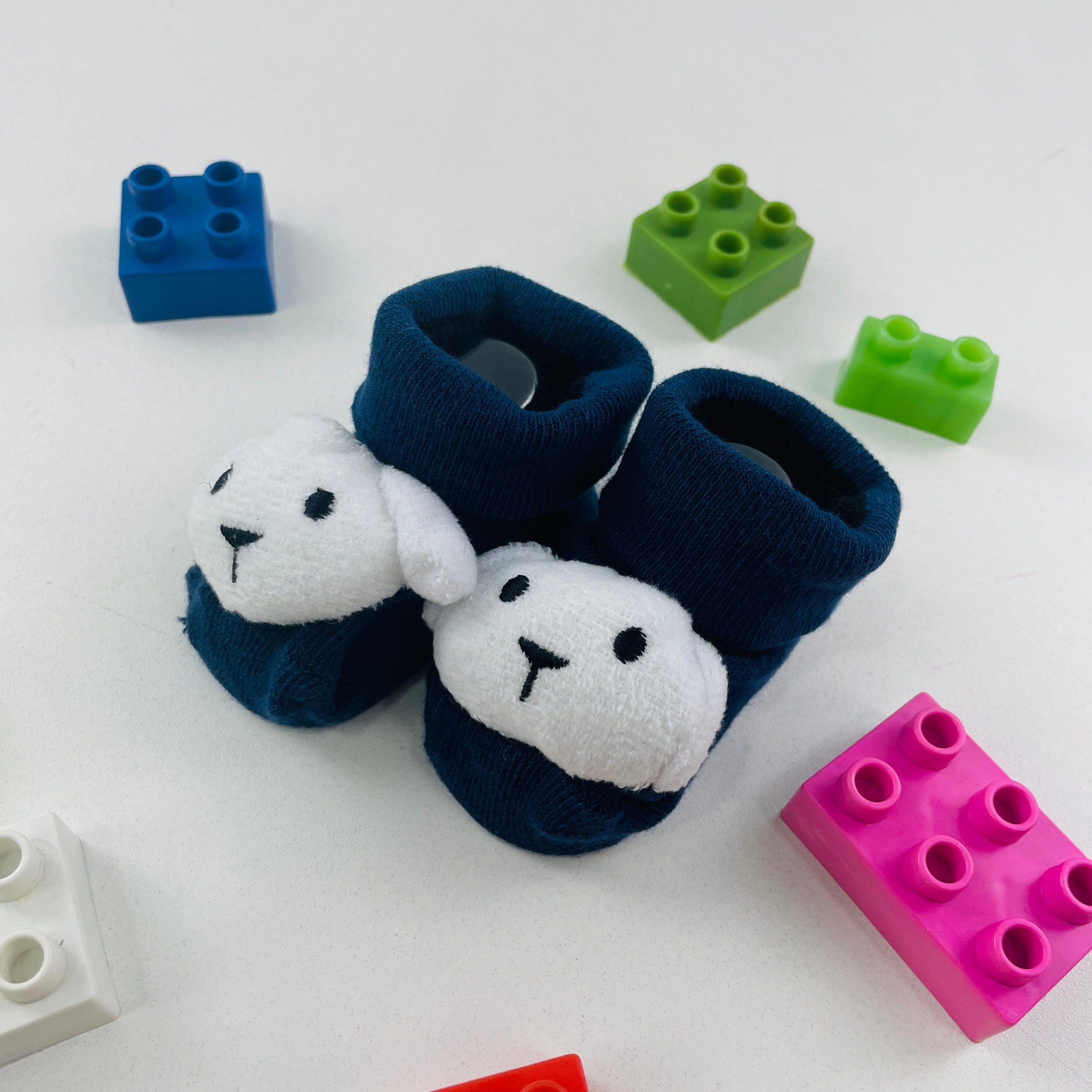 Meia Bichinhos Plin Baby Cachorro Antiderrapante - Marinho