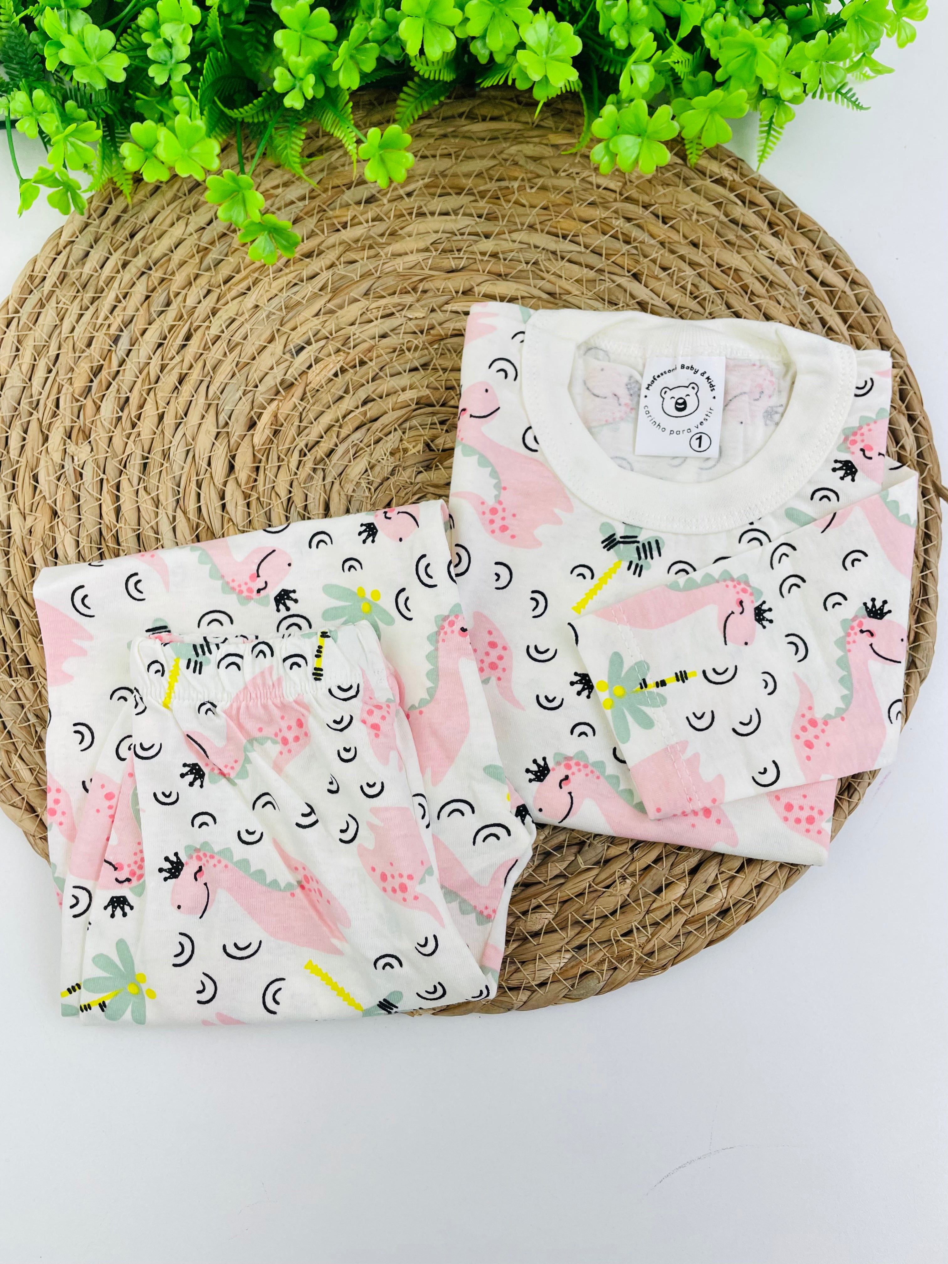 Pijama Manga Longa Mafessoni Dinossaura