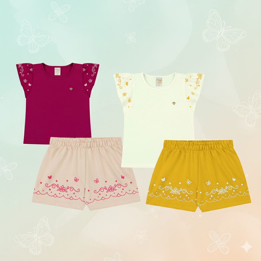 Conjunto Infantil Feminino Tiny Joy Florzinhas – conforto e delicadeza para o dia a dia
