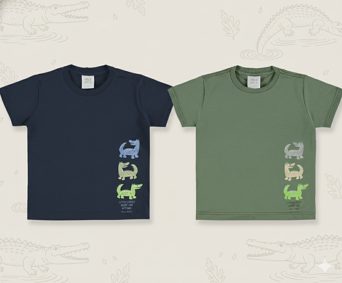 Camiseta Infantil Masculina Pulla Bulla Little Crocs – Conforto e Estilo para o Dia a Dia
