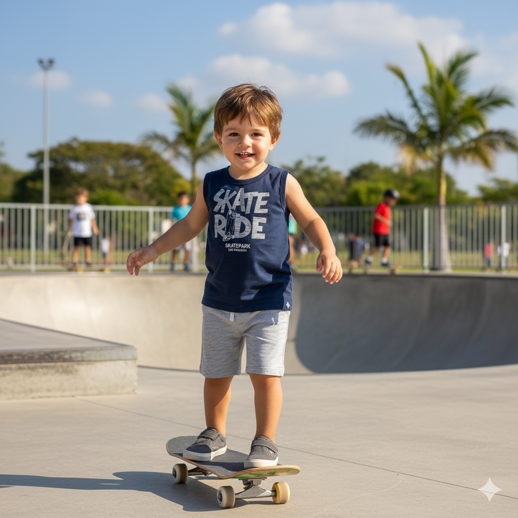 Conjunto Infantil Masculino Kaiani Skate Ride – Conforto e Estilo para o Dia a Dia
