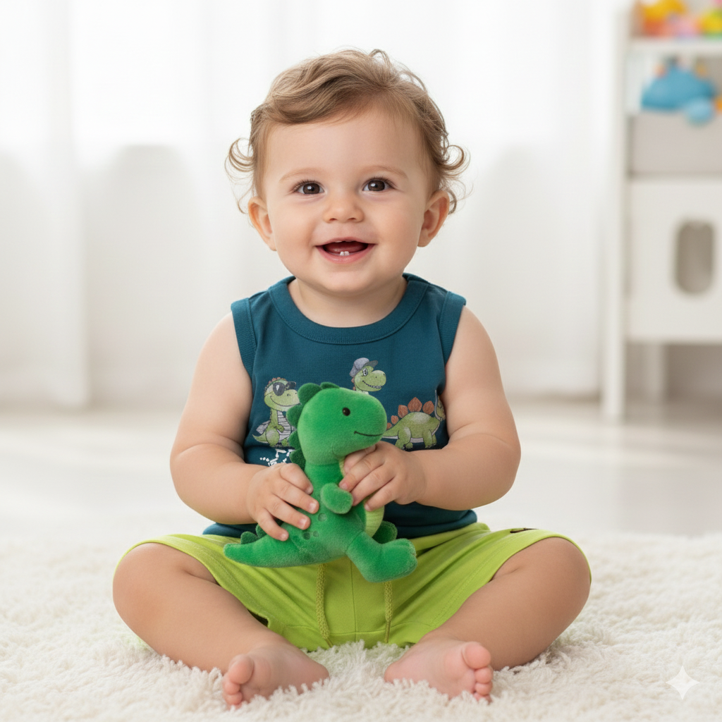 Conjunto Infantil Masculino Kaiani Dinossauros – Conforto e Estilo para o Dia a Dia