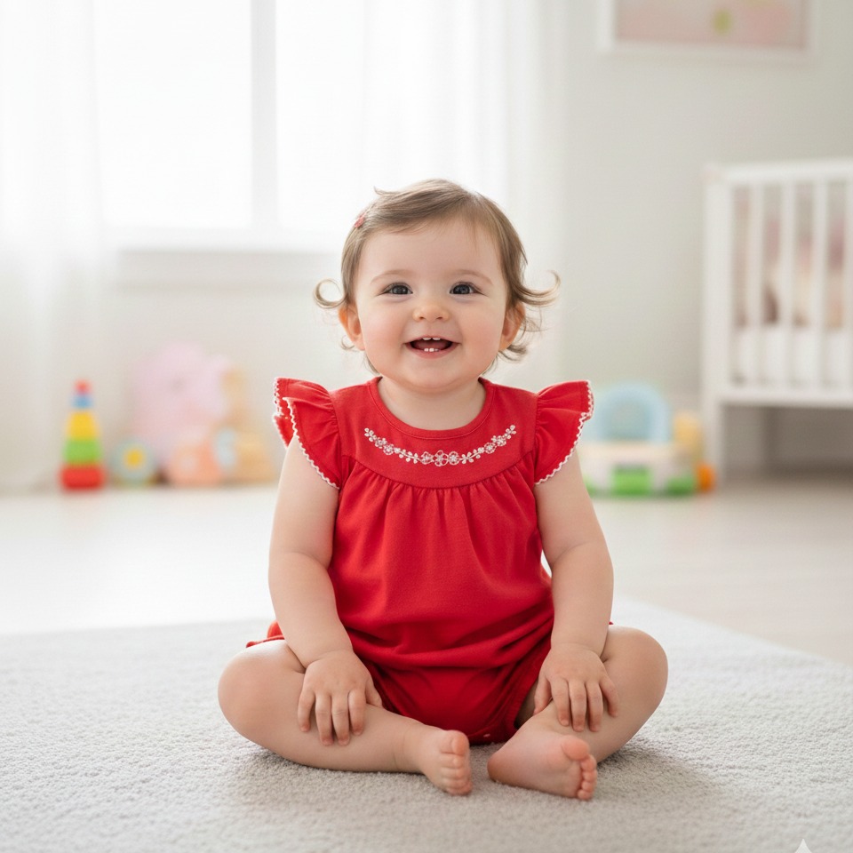 Macacão Feminino Bebê Kiko Baby Curto Florzinhas Bordadas – Conforto e Delicadeza