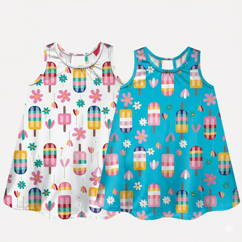 Vestido Infantil Kyly Picolés e Flores