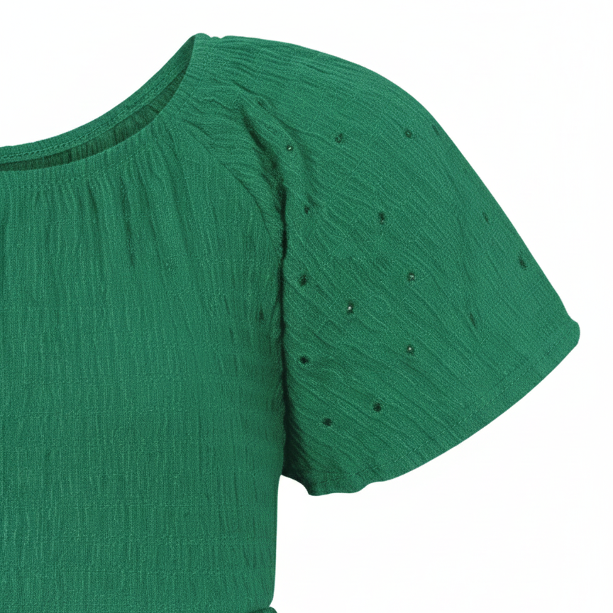 Vestido Infantil Alakazoo Malha Crinkle com Manga Strass