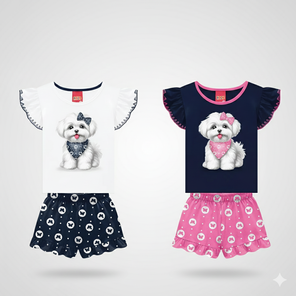 Conjunto Infantil Feminino Kyly Cachorrinho