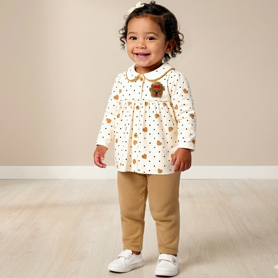 Conjunto Infantil Menina Kyly Casaco de Moletom Peluciado e Legging