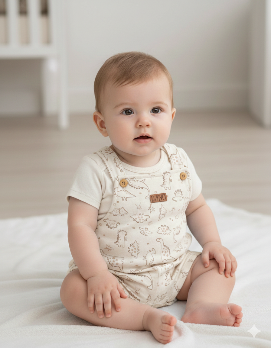 Conjunto Bebê Masculino Kiko Baby Dinossauros - Body e Jardineira