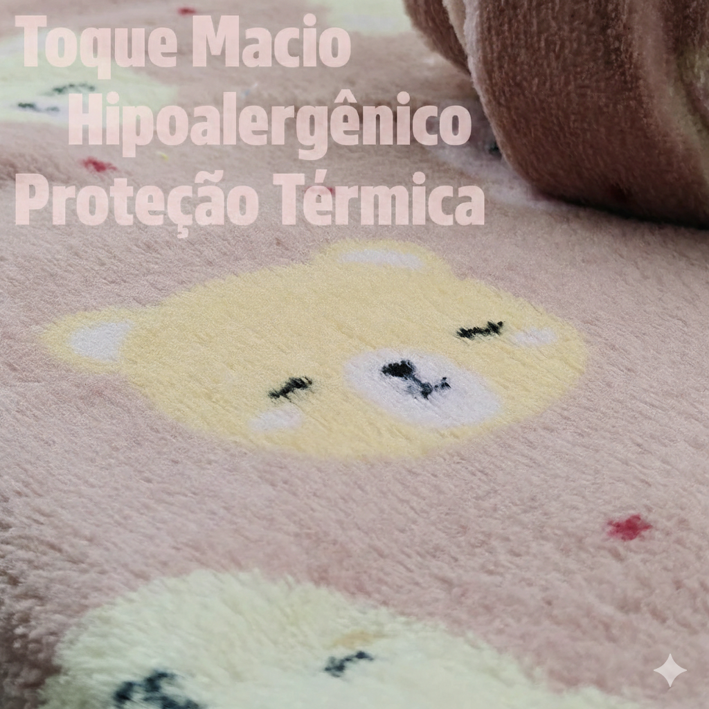 Manta Amiga Cegonha Ursinhos em Microfibra – Rose 100x70cm