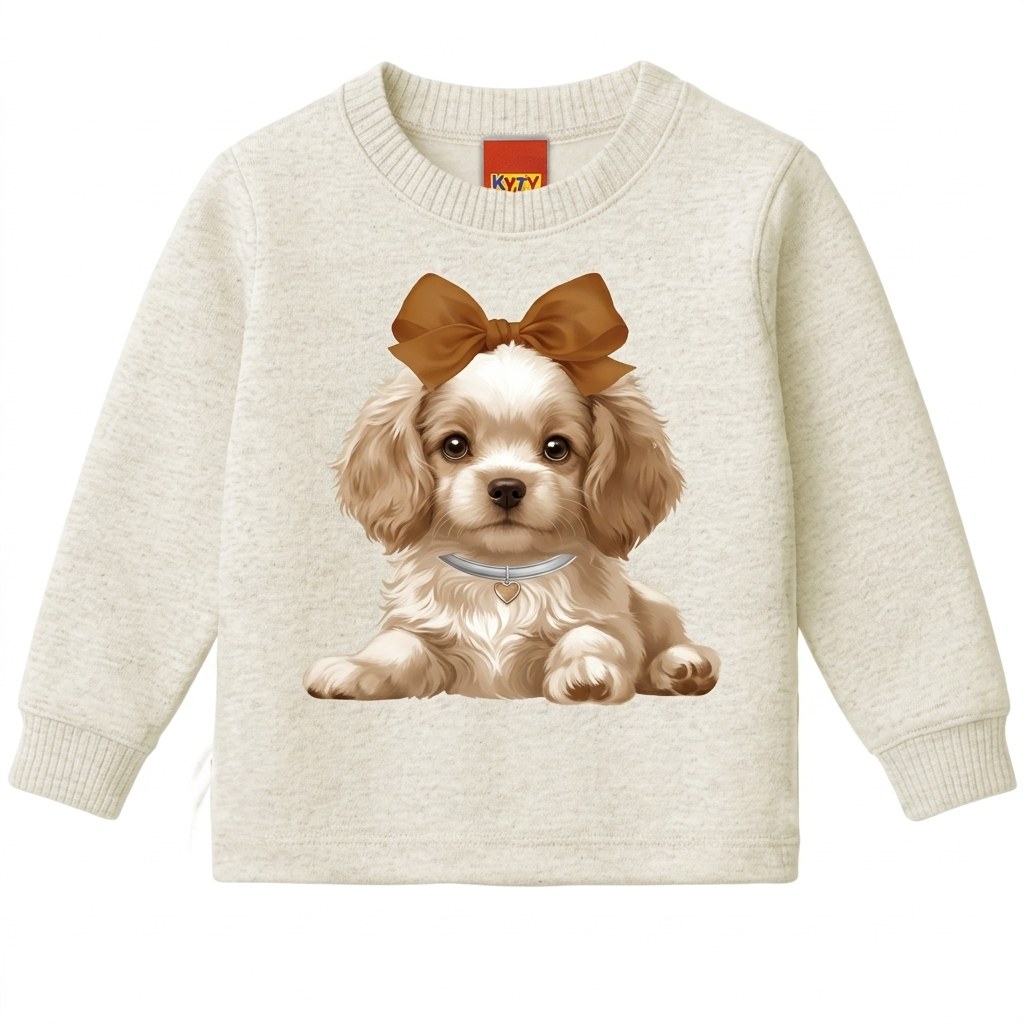Conjunto Infantil Feminino Kyly em Moletom com Estampa de Cachorrinha e Laço