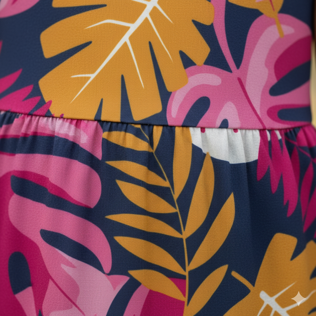 Vestido Infantil Feminino Kyly Folhagens Tropicais