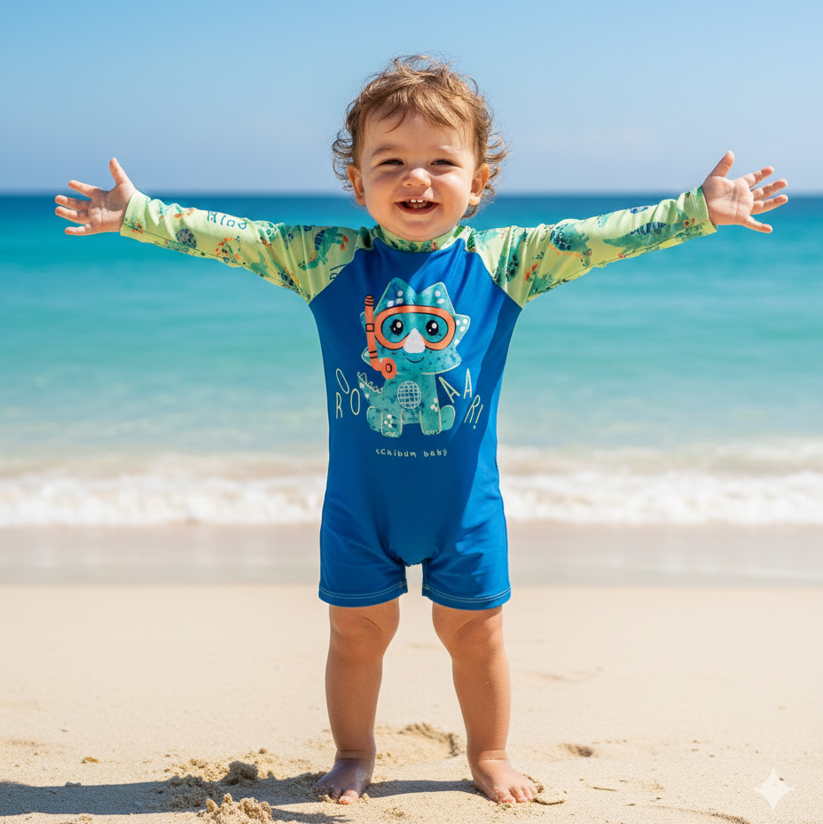 Macaquinho Infantil Masculino Kamylus Tchibum Dinossauro UV50+