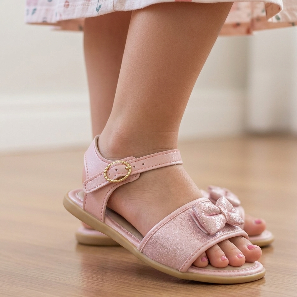 Sandália Infantil Feminina Pimpolho Fofura com Laço e Fechamento em Fivela
