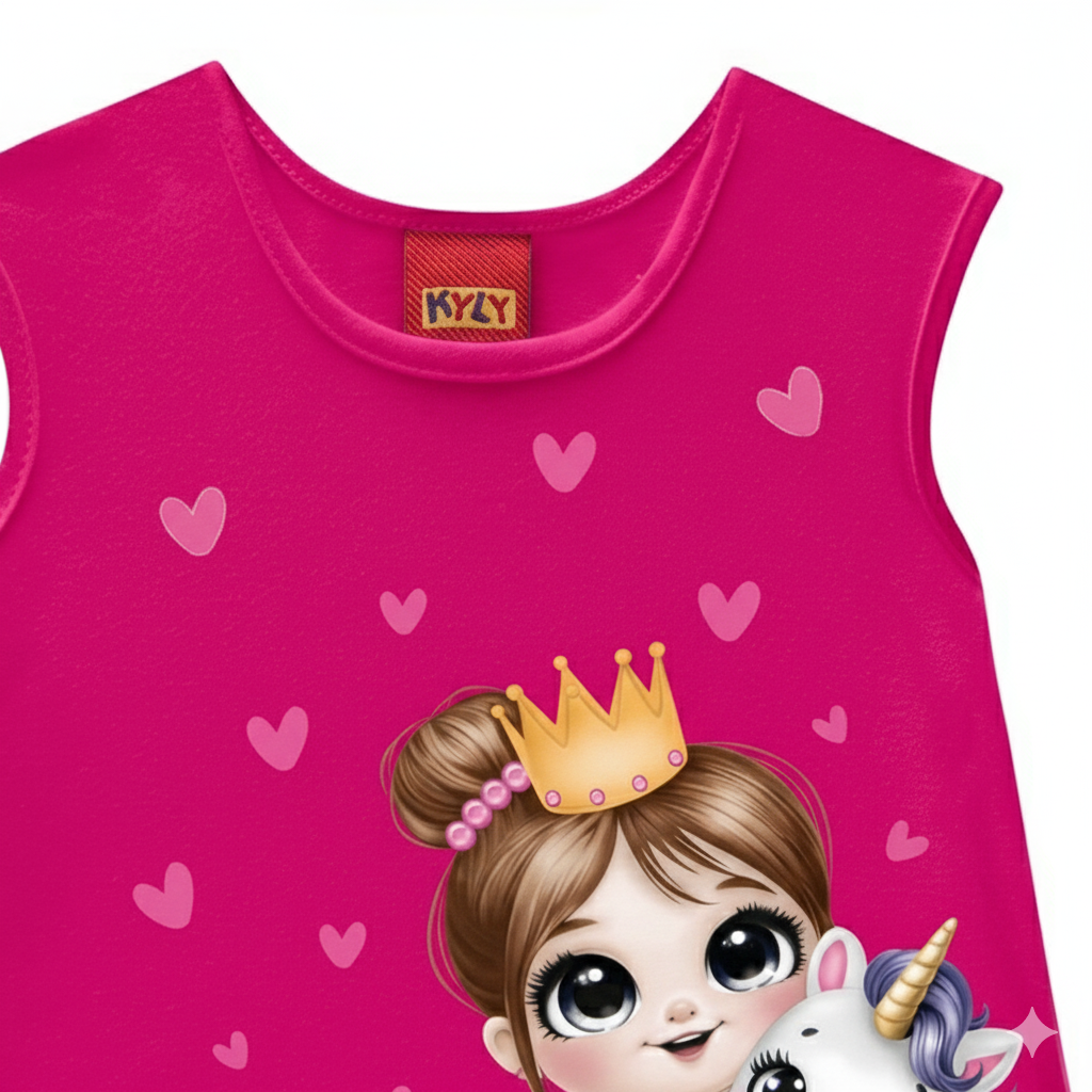 Regata Feminina Kyly Menina e Unicornio