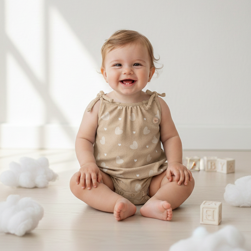 Macaquinho Infantil Kamylus Corações – Cotton Jeans Confortável e Estiloso