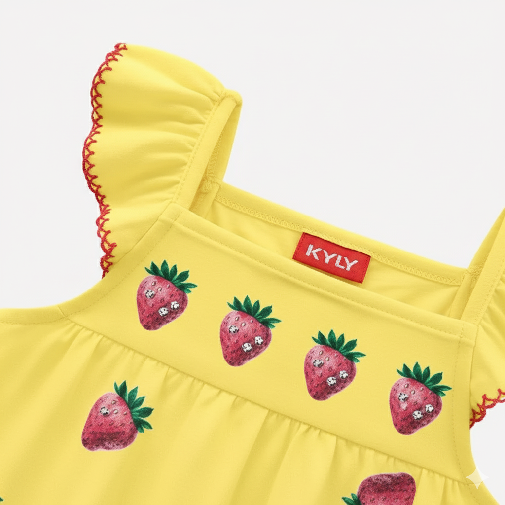 Vestido Infantil Kyly Ursinha e Morangos