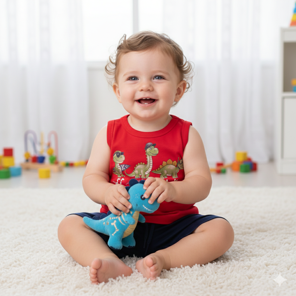 Conjunto Infantil Masculino Kaiani Dinossauros – Conforto e Estilo para o Dia a Dia