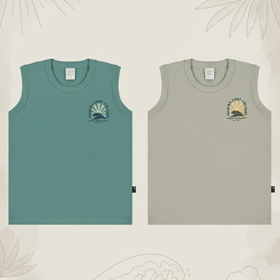 Regata Infantil Masculina Pulla Bulla Hawaii Surf – Leve, Confortável e Estilosa para o Verão