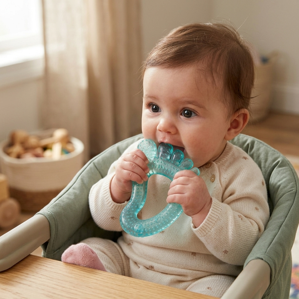 Mordedor com Água Pimpolho Pezinho Anatômico para Bebês 4 Meses+