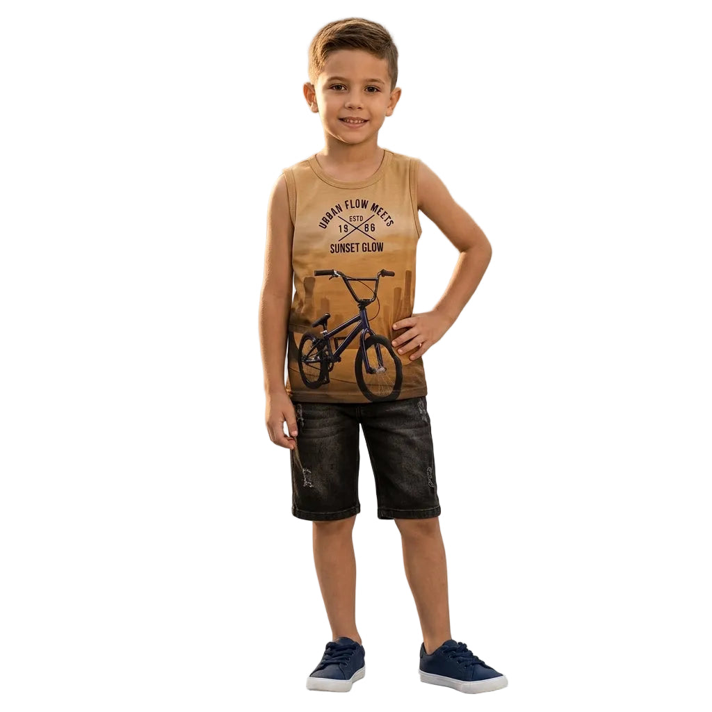 Regata Infantil Masculina Kyly Urban Flow Algodão Infantil