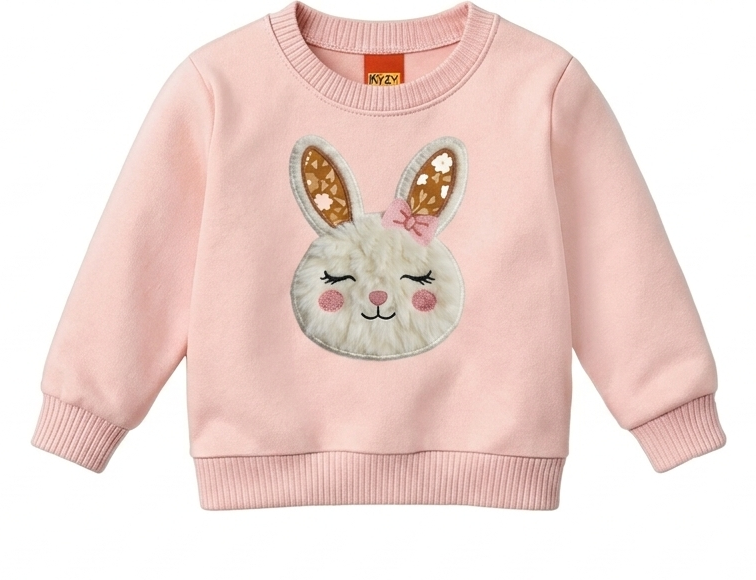 Conjunto Infantil Feminino Kyly Moletom Coelhinha e Calça Floral
