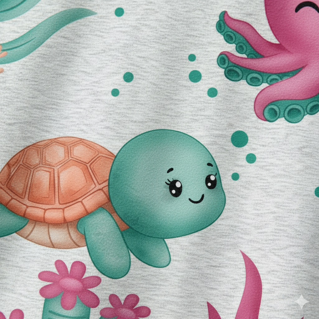 Vestido Kyly Fundo do Mar Polvo e Tartaruga