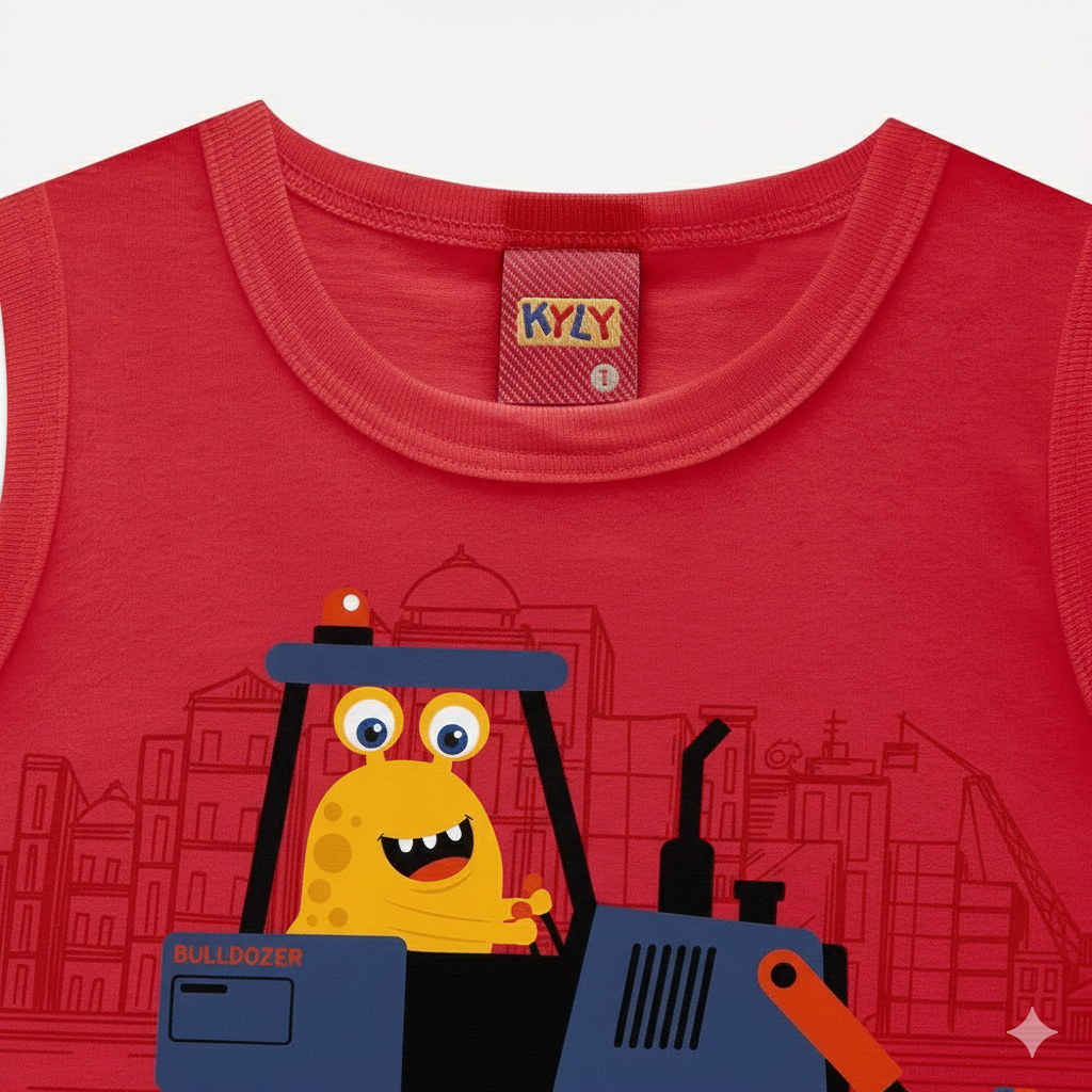 Regata Infantil Masculina Kyly Monstrinho no Trator