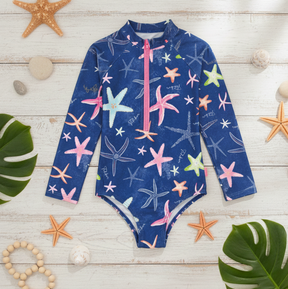 Maiô Infantil Feminino Estampado Kamylus Tchibum com Proteção UV50+